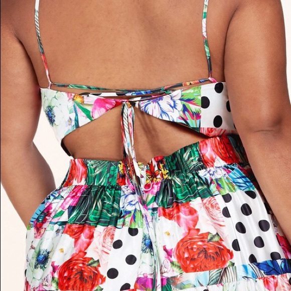 LATISTE Plus Size Print Party Lace-Up Back Maxi Skirt Two Piece Set - Picture 6 of 10